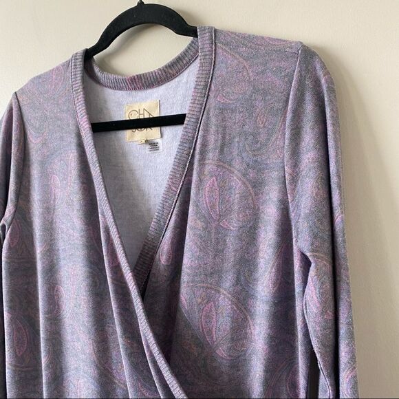 Nwot-Chaser-Purple Paisley Cozy Knit Jumpsuit - Picture 6 of 15